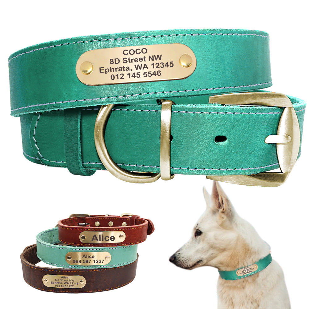 Personalized Dog Collars with Nameplate ID Tags for Medium Large Dogs