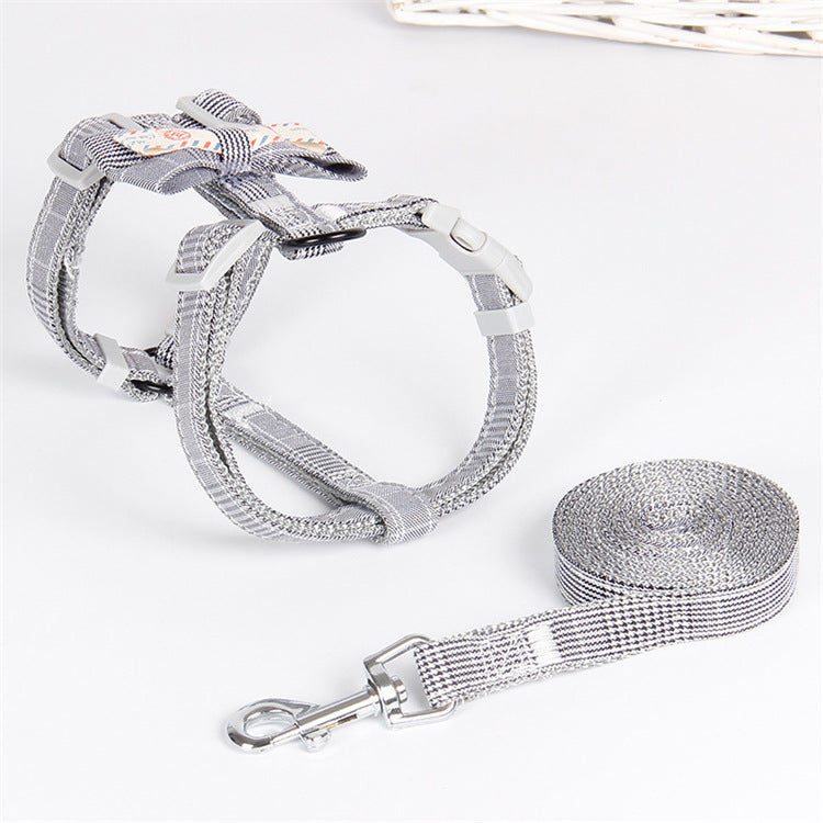 Fashion Simple Lattice Bow Pet Leash