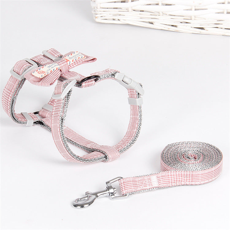 Fashion Simple Lattice Bow Pet Leash