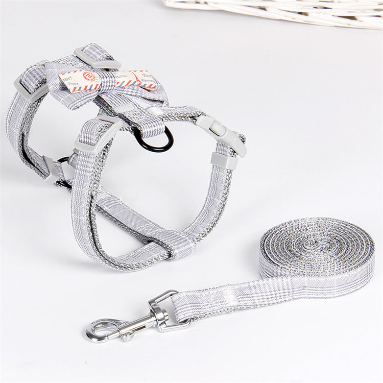 Fashion Simple Lattice Bow Pet Leash