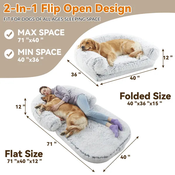 Human Dog Bed 71 X 43 X12 Dog Beds For Large Dogs Foldable Plush Washable Dog Bed For People Doze Off, Orthopedic Dog Beds For Humans Size Fits You And Pets