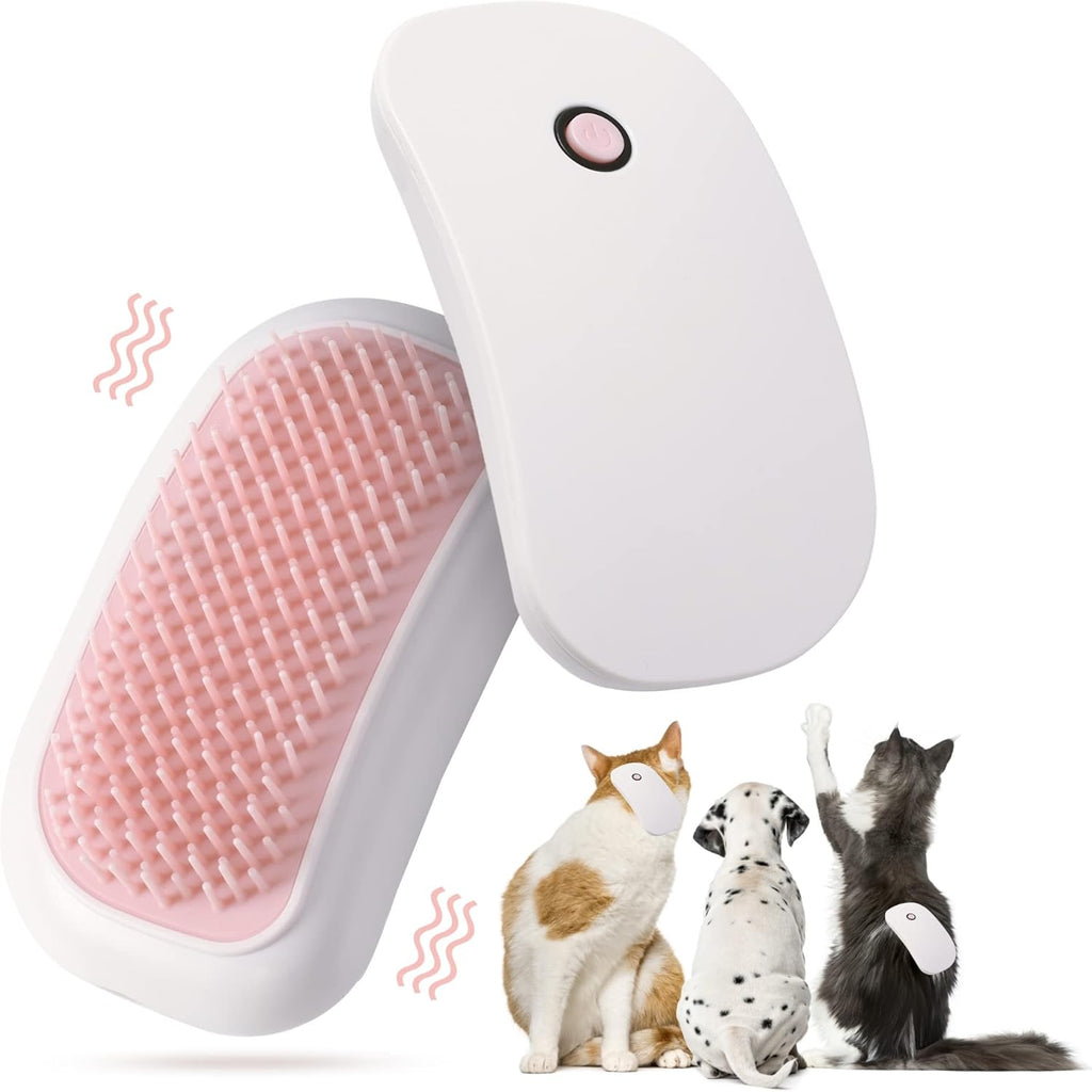 Electric Massage Cat Brushes Hand Held Portable Vibration Pet Brushes Remove Loose Hair Of Cats And Dogs And Sort Out Tangles Suitable For Pet Massage And Cat Dog Play Toys-Pink