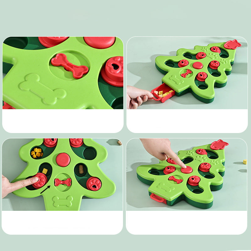 Interactive Dog Puzzle Toys Christmas Tree Dog Slow Food Bowl Funny Pet Training Toy For Dogs Cats Non-slip Dog Bowl