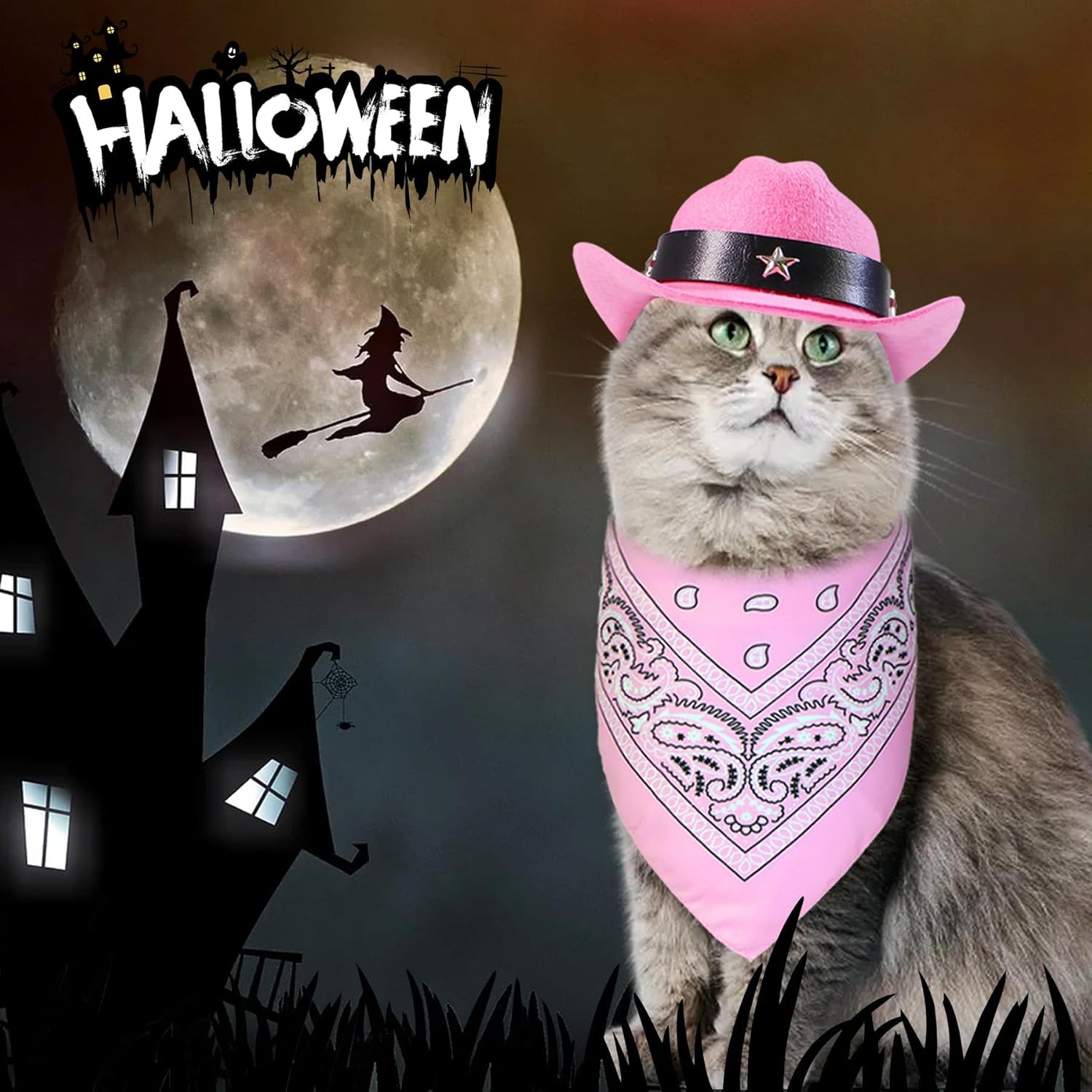 Cat Cowboy Costume Cat Cowboy Hat And Bandana Set Cat Halloween Costumes Cowboy Cat Pet Costume Funny Halloween Costumes For Cats Kittens Pets