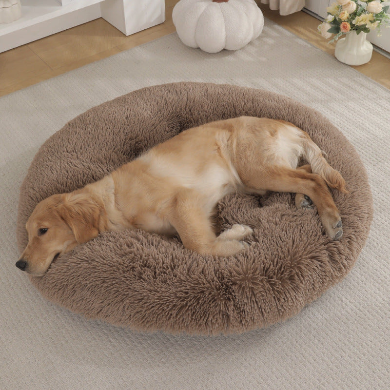 Round Pet Mat Dog Bed Plush Warm Sleep Dog Bed Cathouse Doghouse