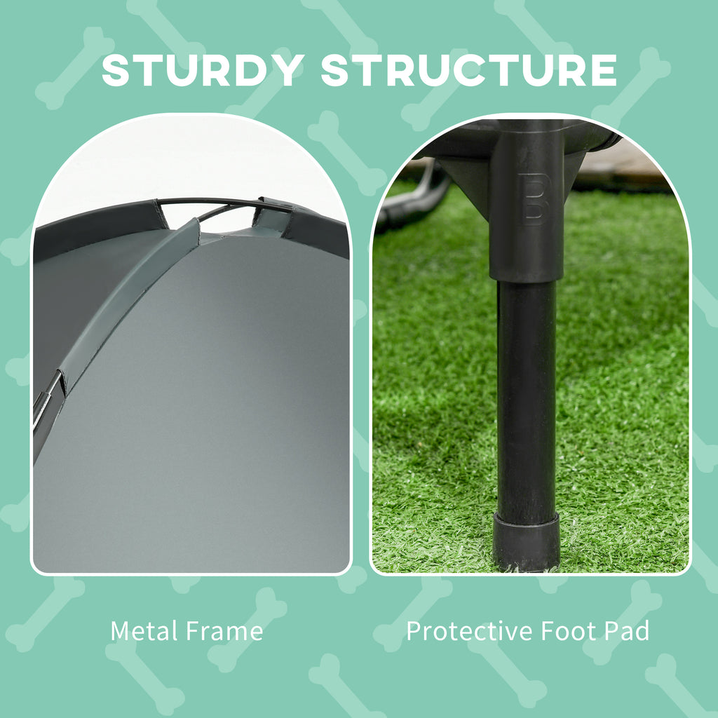 Elevated Dog Bed with Removable Canopy, Outdoor Dog Cot with UV Protection Canopy Shade, 24 inch Pet Bed for Camping, Gray