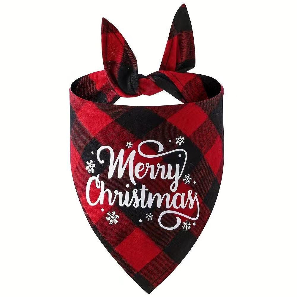 Christmas Pet Triangular Scarf Plaid